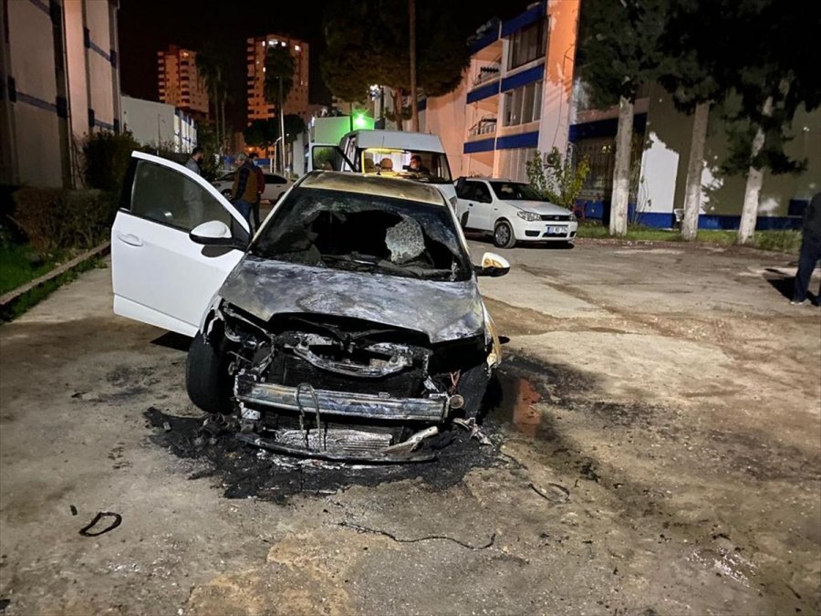 Mersin'de Kiralık Otomobilin Kundaklanması Güvenlik Kamerasında