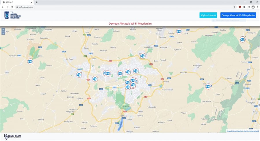 Başkentin 35 Meydanında Ücretsiz İnternet Hizmeti Verilecek