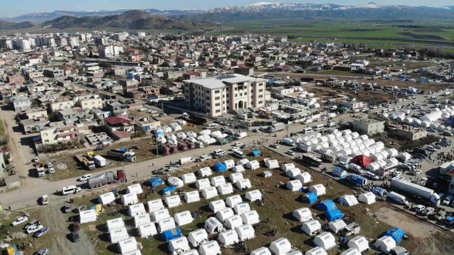 Nurdağı’nda Kurulan Çadırkent Havadan Görüntülendi