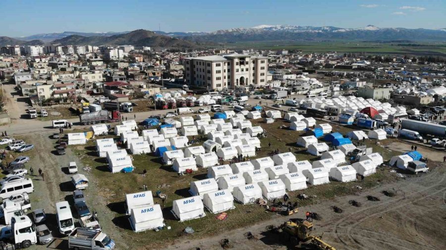 Nurdağı’nda Kurulan Çadırkent Havadan Görüntülendi