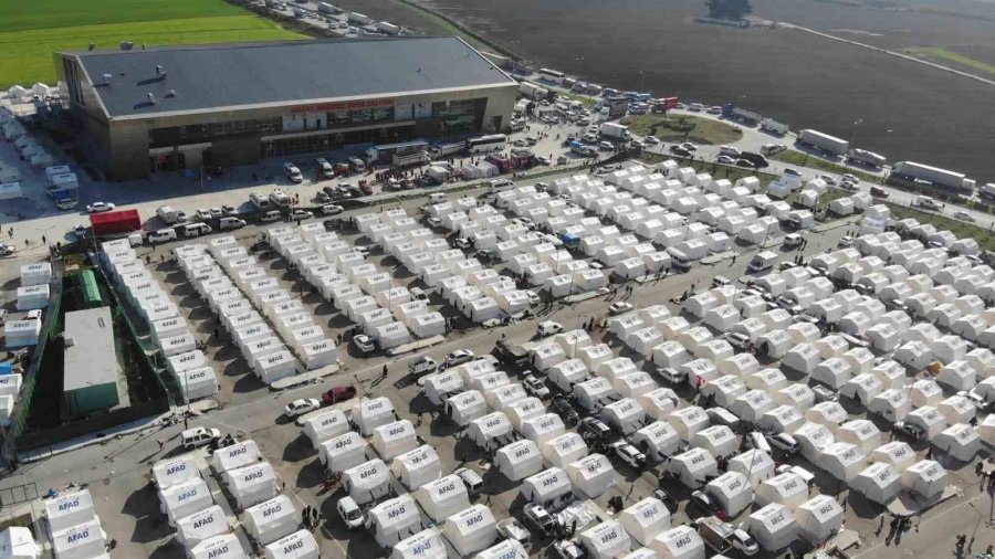 Hatay’da Kurulan Çadır Kent Ve Yardım Merkezi Havadan Görüntülendi