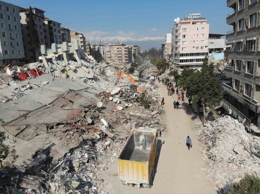 Hatay’da Enkaz Kaldırma Çalışmaları Havadan Görüntülendi