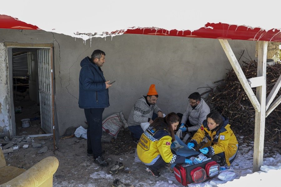 Van Ekibi Deprem Bölgesinde Yaralı Hayvanları Tedavi Ediyor