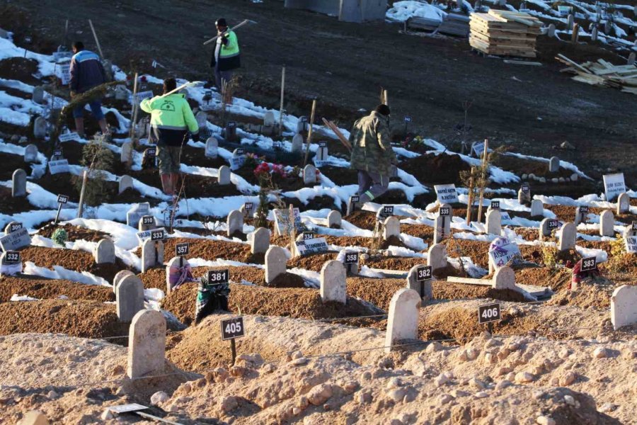 Depremde Ölenlerin Mezarlığında Yürek Yakan Manzaralar