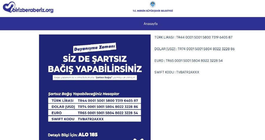 Mersin’de Depremzedelere İnternet Sitesi Üzerinden Yardım Yapılıyor