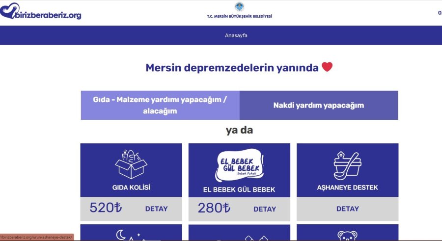 Mersin’de Depremzedelere İnternet Sitesi Üzerinden Yardım Yapılıyor