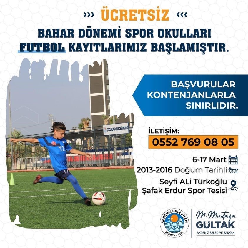 Akdeniz Belediyesi Futbol Okulu Geleceğin Yeteneklerini Bekliyor