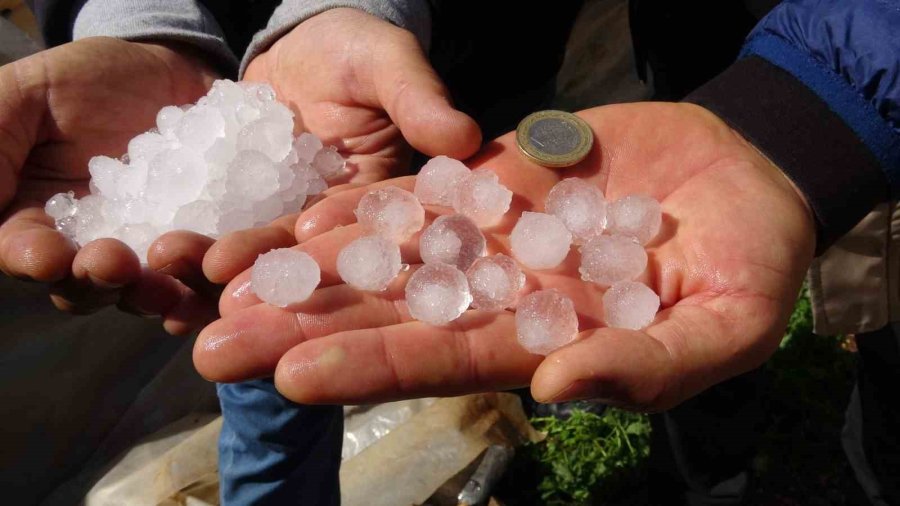 Şiddetli Dolu Serayı Çökertti, Açıktaki Ürünlere Ağır Hasar Verdi