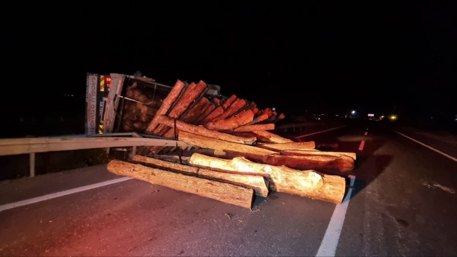 Tomruk Yüklü Kamyon Bariyerlere Girdi: 1 Ölü