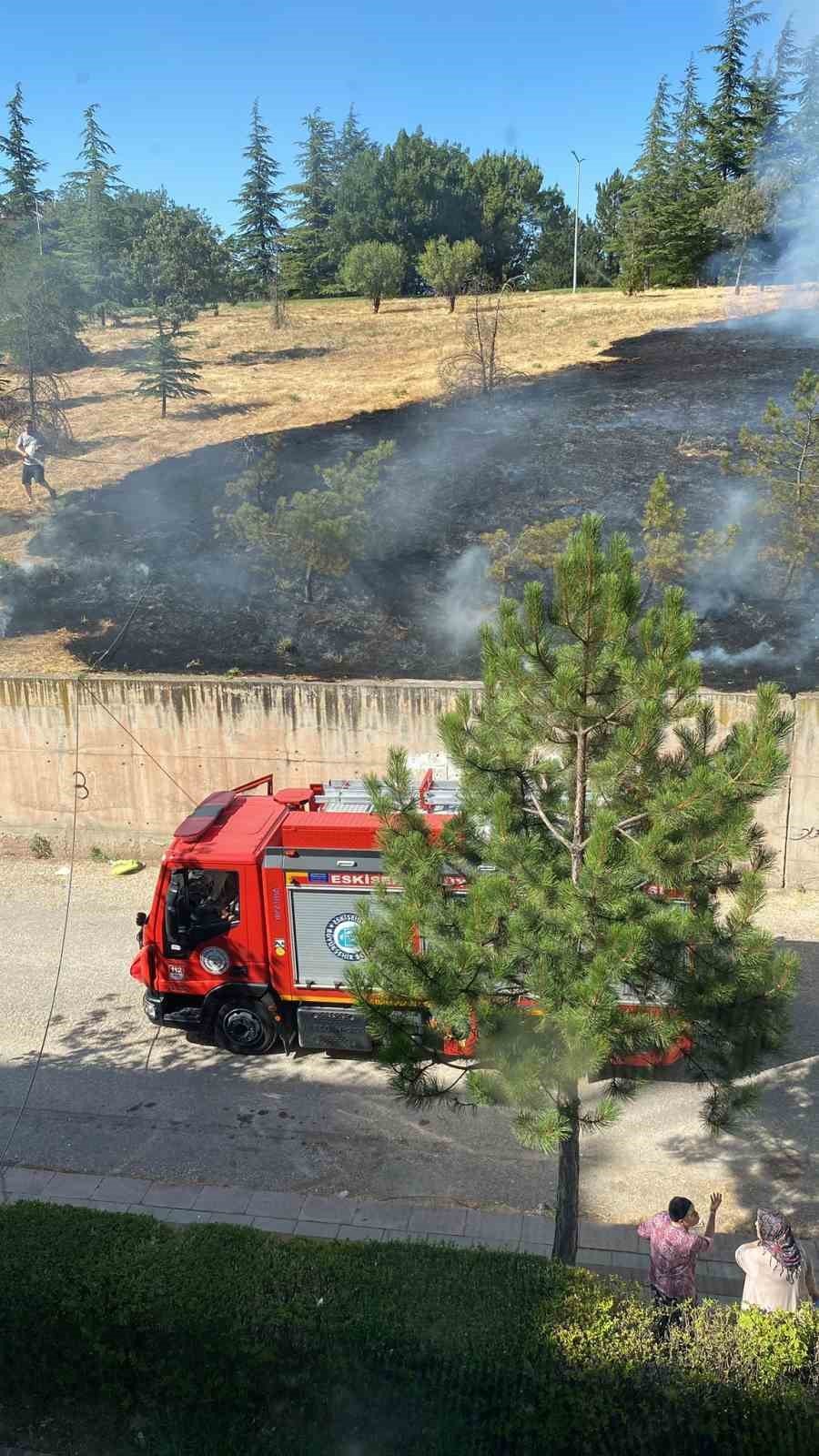 Çamlık Arazide Çıkan Yangına İlk Müdahaleyi Vatandaş Hortumla Yaptı