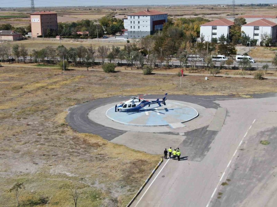 Aksaray’da Polis Trafiği Helikopterle Havadan Denetledi