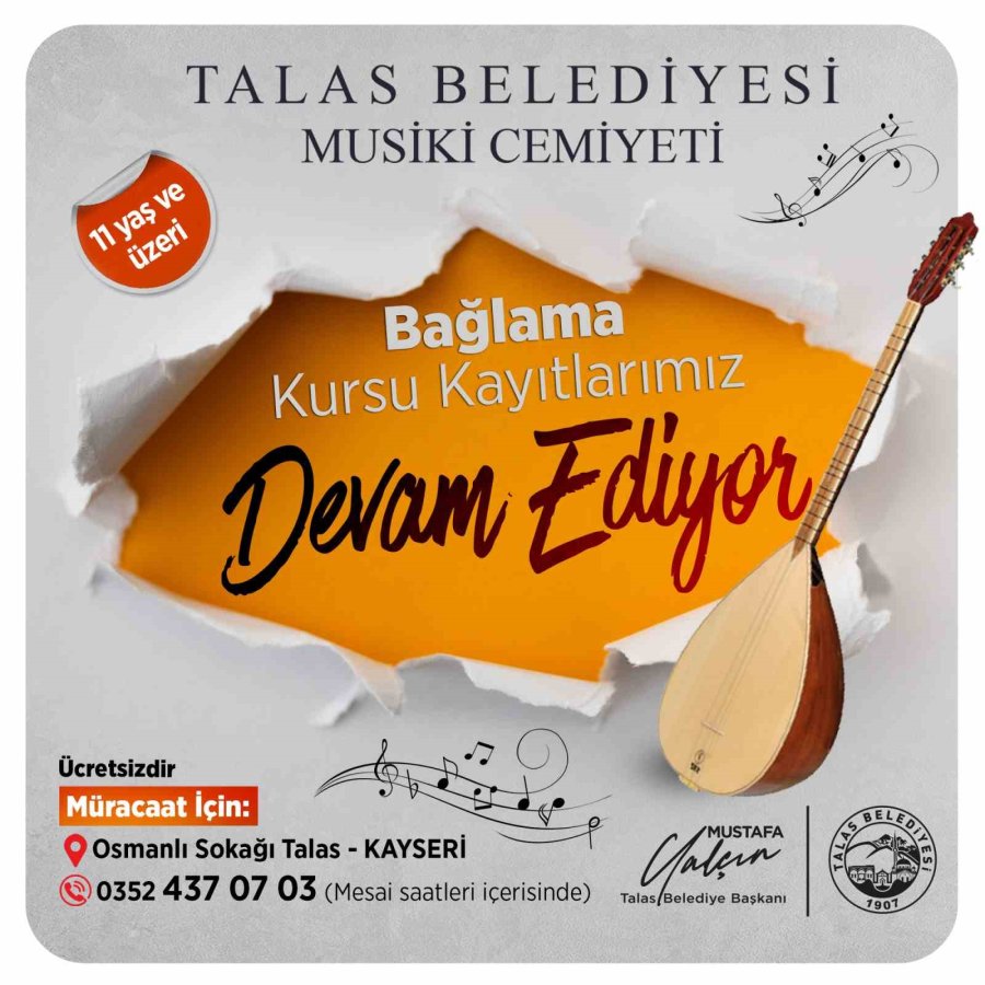 Talas Musiki Cemiyetinde Bağlama Kursu