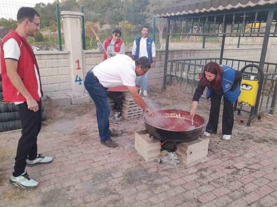 Gençler Yetiştirdikleri Domatesleri Salça Yapıp İhtiyaç Sahiplerine Ulaştırdı