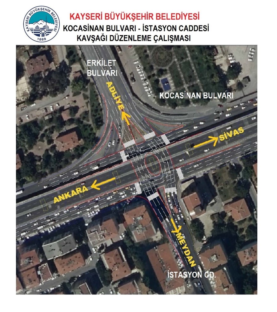 Kocasinan Bulvarı - İstasyon Caddesi Kavşağı’na Nefes Aldıracak Çalışma