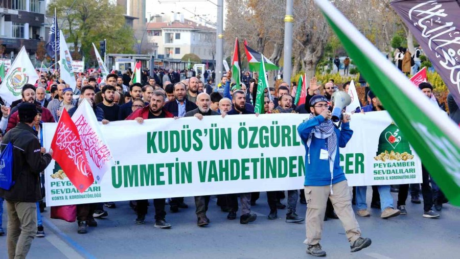 Konya’da Gazze’ye Destek Yürüyüşü