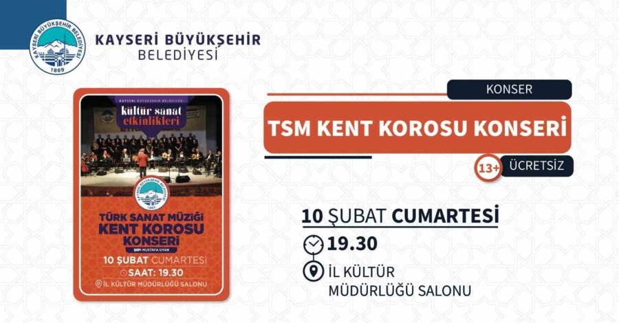 Büyükşehir’den Türk Sanat Müziği Kent Korosu Konseri