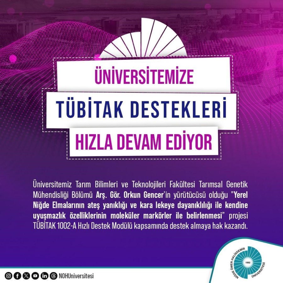 Niğde Ömer Halisdemir Üniversitesine Bir Tübitak Desteği Daha