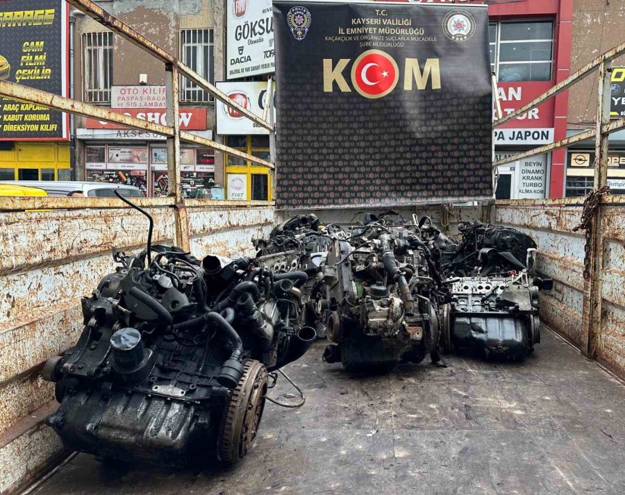 Kayseri’de 15 Adet Kaçak Otomobil Motoru Ele Geçirildi