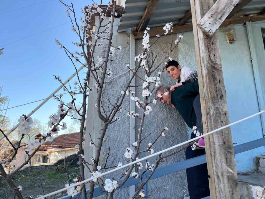 73 Yaşındaki Baba Ayağındaki Platine Rağmen Kızını Metrelerce Sırtında Taşıyor