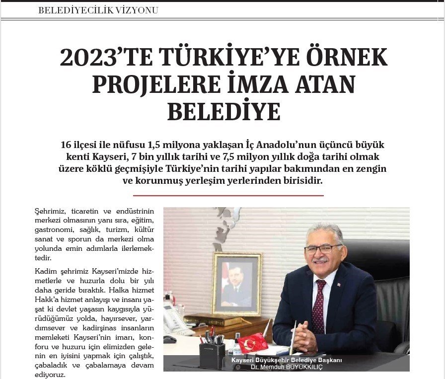 Kayseri Büyükşehir, Tbb Dergisi’nde