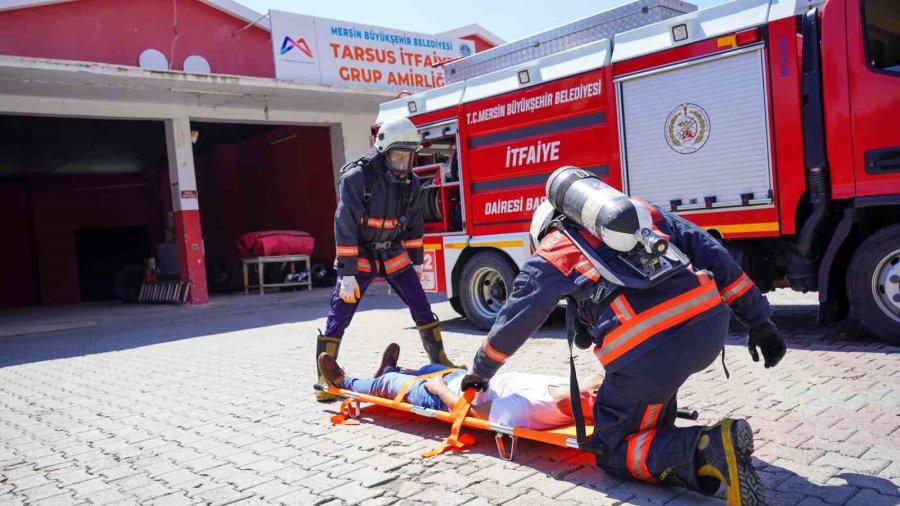 Tarsus Belediye Personeli Yangın Tatbikatına Katıldı