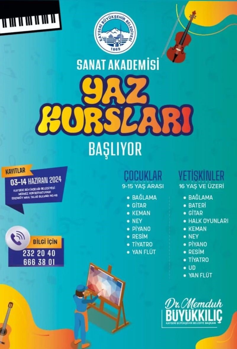 Büyükşehir Sanat Akademisi Yaz Kursları İçin Kayıtlar Başlıyor