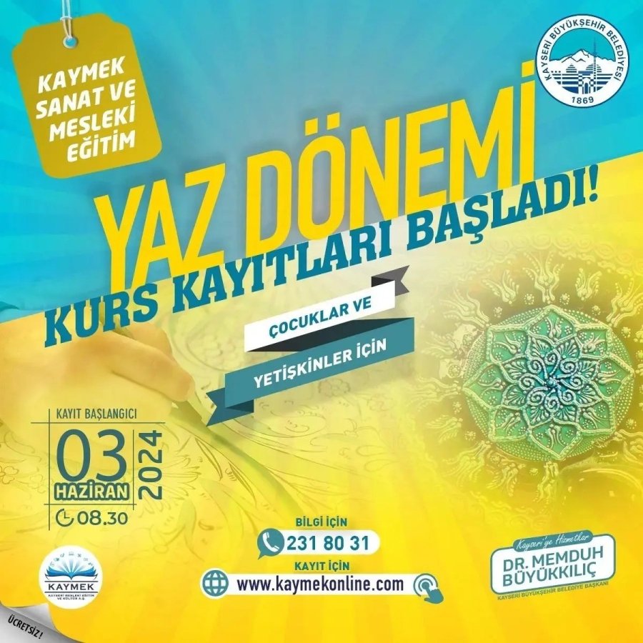 Kaymek Yaz Kursları Kayıtları Başladı