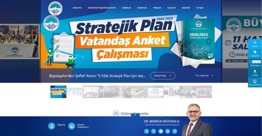 Kayseri Büyükşehir Web Sitesi, Öne Çıkan 9 Büyükşehir Sitesinden Birisi Oldu