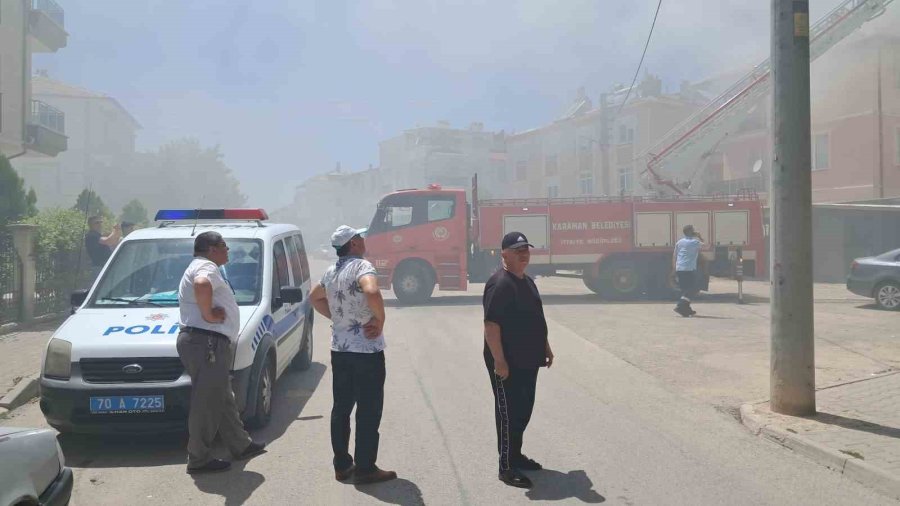 Karaman’da Çatı Yangını: 1 Kişi Dumandan Etkilendi