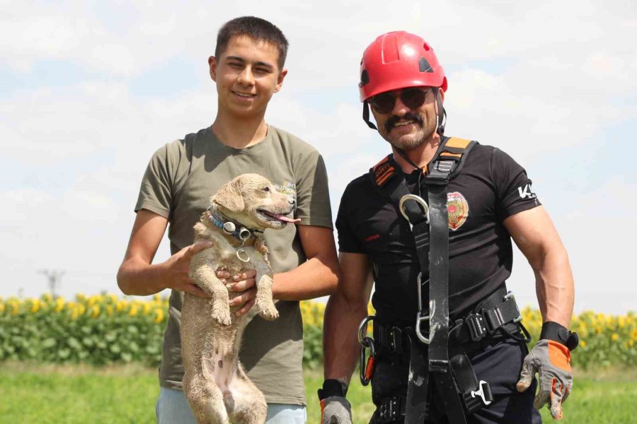 Konya’da Obruğa Düşen Köpeği İtfaiye Kurtardı