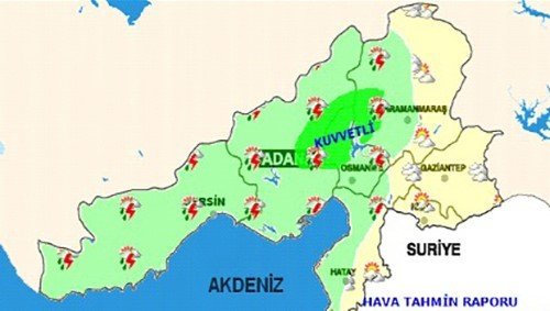 Adana Ve Mersin’in Kuzeyinde ’gök Gürültülü Yağış’ Uyarısı