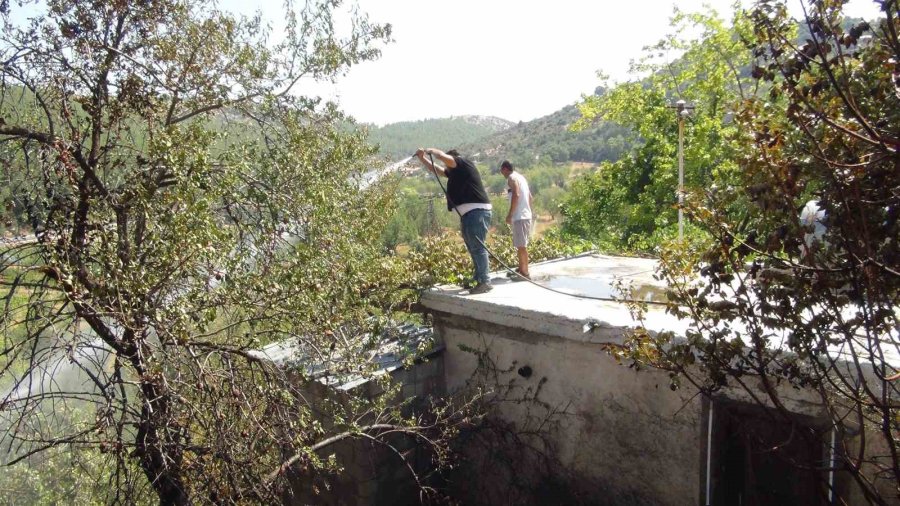 Mersin’de Orman Yangını, Alevler Evleri Teğet Geçti