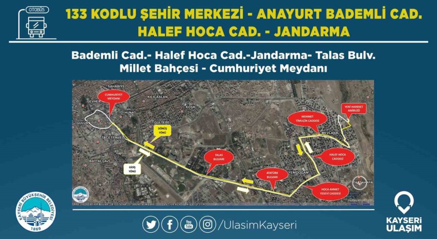 Büyükşehir Belediyesi Ulaşım Aş’den Talas’a 6 Yeni Hat