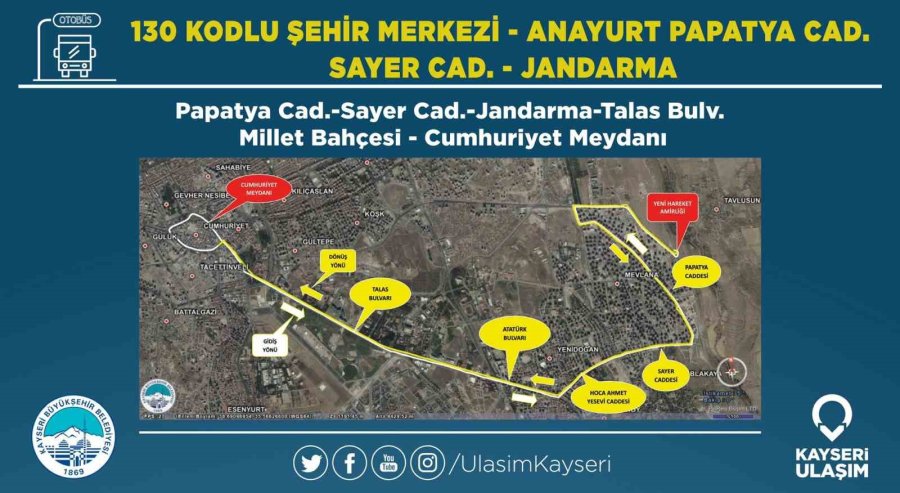 Büyükşehir Belediyesi Ulaşım Aş’den Talas’a 6 Yeni Hat