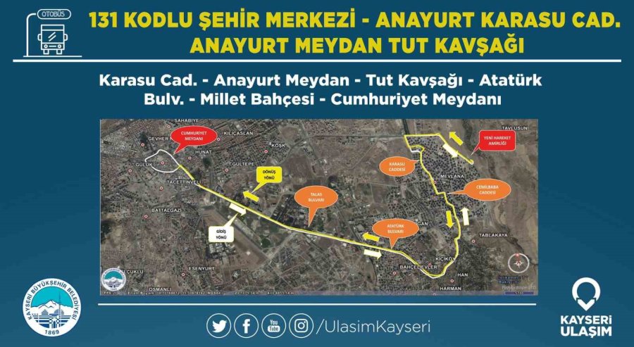 Büyükşehir Belediyesi Ulaşım Aş’den Talas’a 6 Yeni Hat