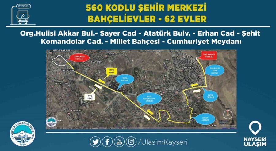 Büyükşehir Belediyesi Ulaşım Aş’den Talas’a 6 Yeni Hat