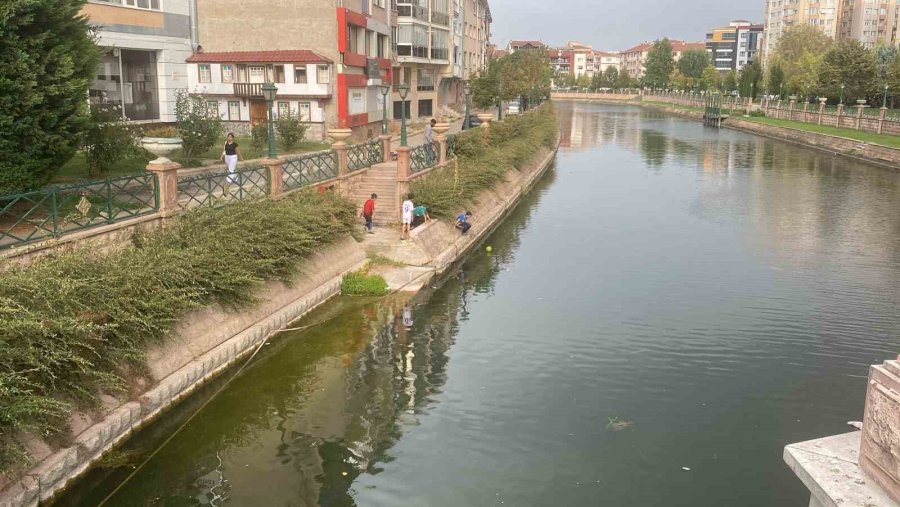 Porsuk Çayı’na Düşürdükleri Topu Almak İsteyen Çocuklar Canlarını Tehlikeye Attı