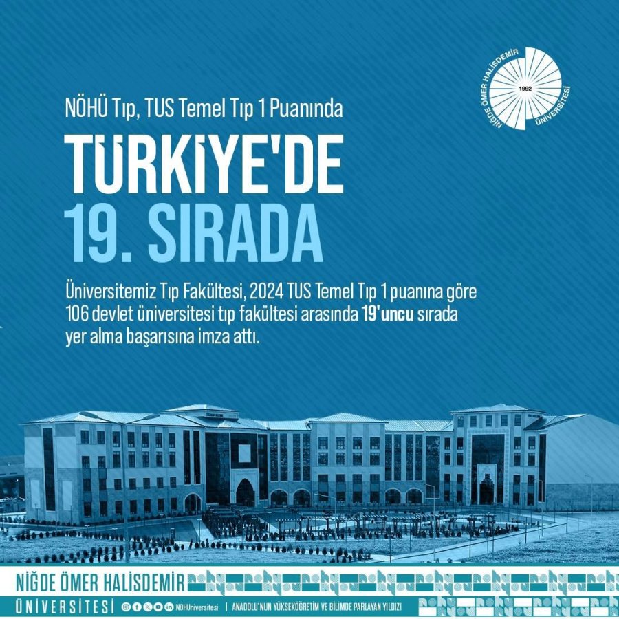 Nöhü Tıp, 106 Devlet Üniversitesi Tıp Fakültesi Arasında 9’uncu Sırada