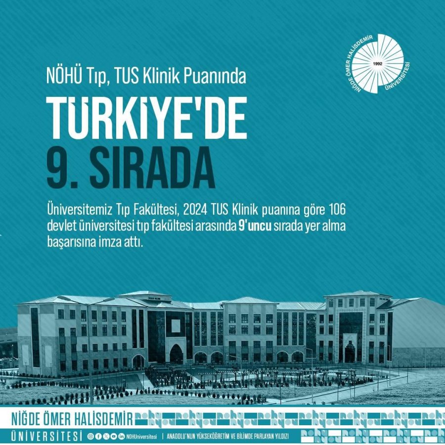 Nöhü Tıp, 106 Devlet Üniversitesi Tıp Fakültesi Arasında 9’uncu Sırada