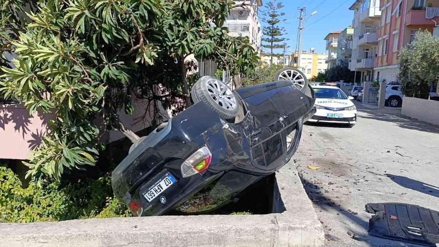 İstinat Duvarına Çarptı, Bahçeye Uçup Ters Döndü