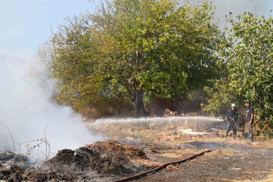 Evinin Etrafını Saran Alevlere Gözyaşları İçinde Hortumla Müdahale Etti