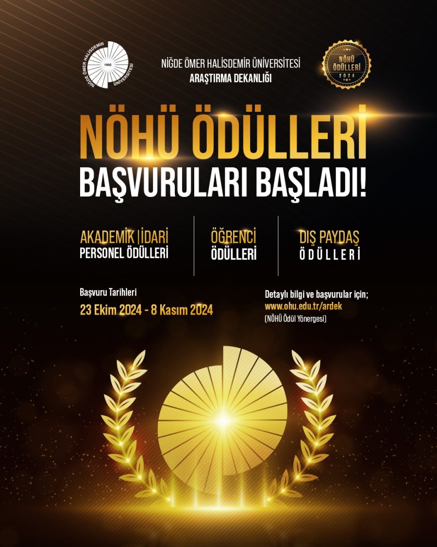 Niğde Ömer Halisdemir Üniversitesi 2024 Ödülleri Başvuruları Başladı