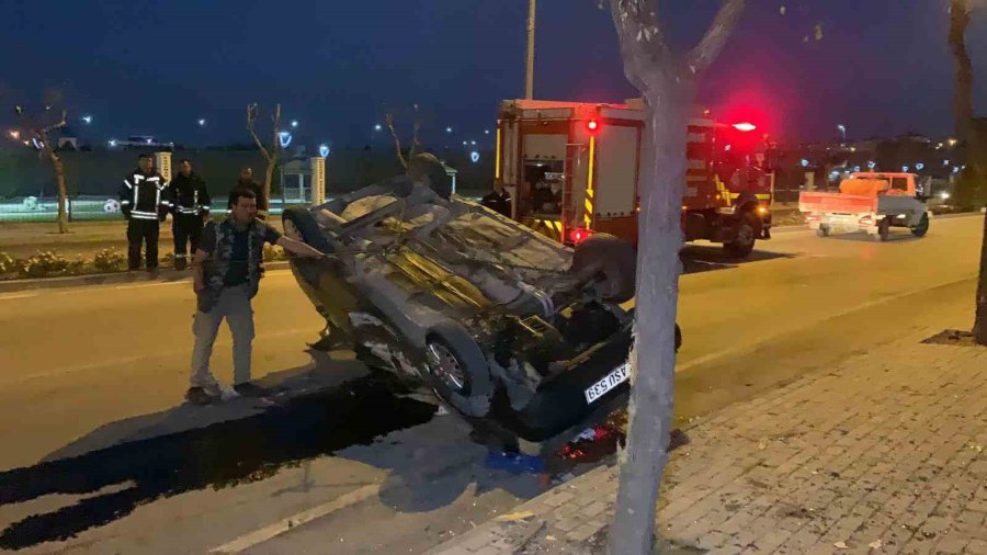 Karaman’da Takla Atıp Ters Dönen Otomobilin Sürücüsü Yaralandı