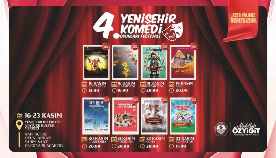 4. Yenişehir Komedi Oyunları Festivali 16 Kasım’da Başlıyor