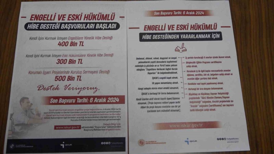 Niğde’de Kendi İşini Kurmak İsteyen Engelli Ve Eski Hükümlüler İçin Hibe Desteği Başvuruları Sürüyor