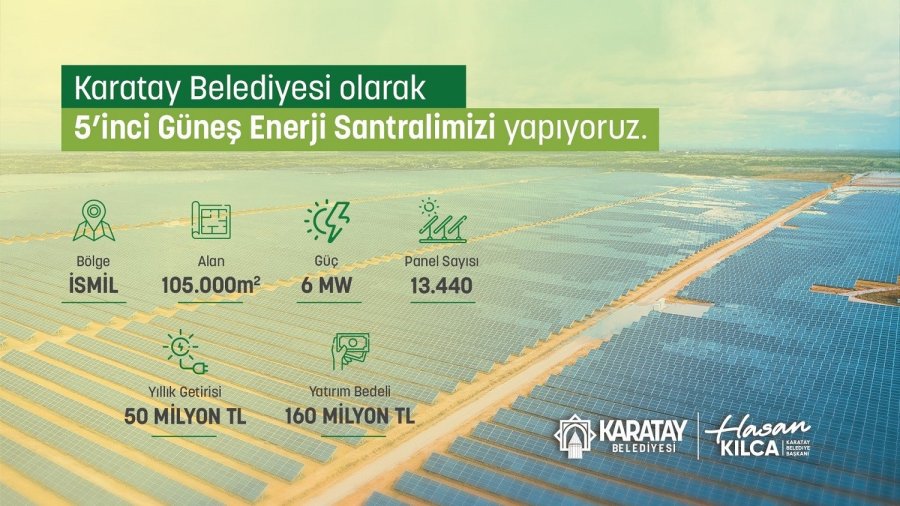 Karatay Belediyesinden 5. Güneş Enerjisi Santrali