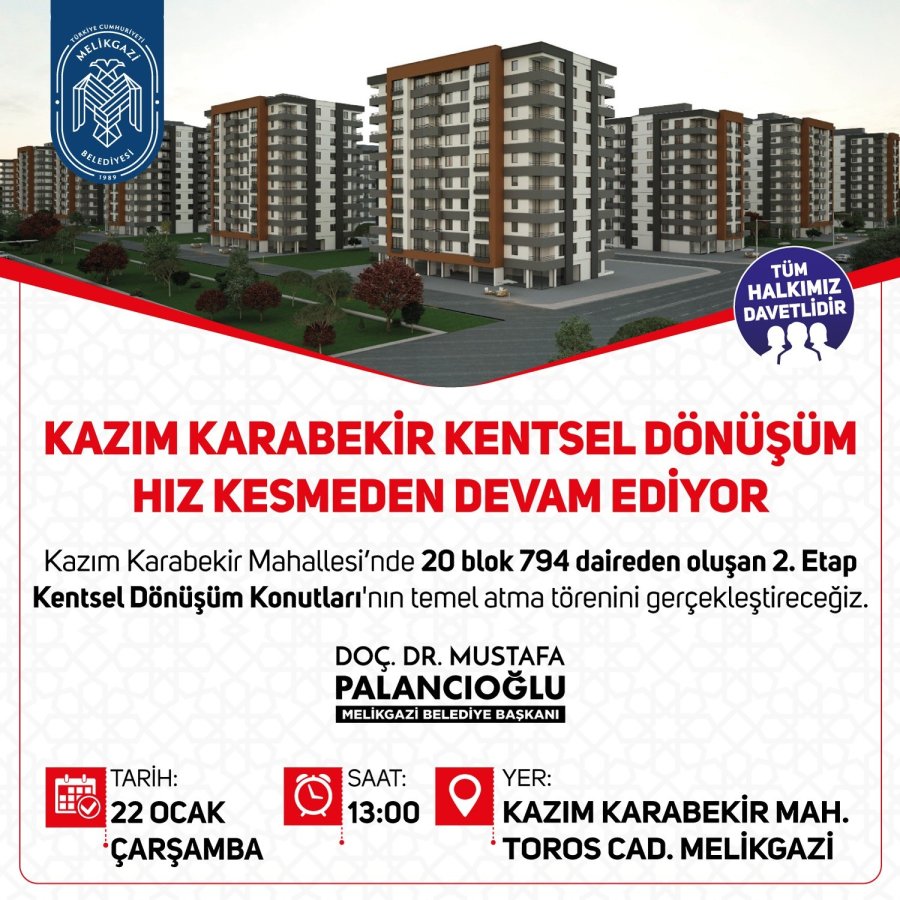 Melikgazi’de Peş Peşe 2 Temel Atma Töreni Gerçekleşecek