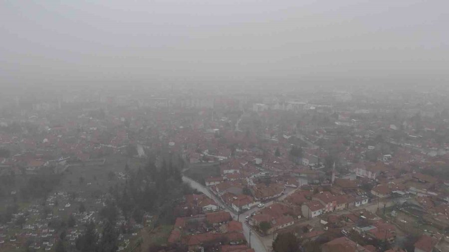 Eskişehir’de Yoğun Sis Havadan Görüntülendi