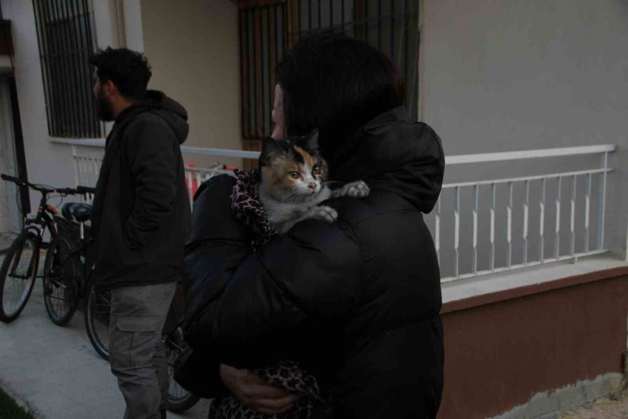 Yangında Evleri Küle Döndü, Kurtarılan Kedilerinin Yanında Gözyaşı Döktü