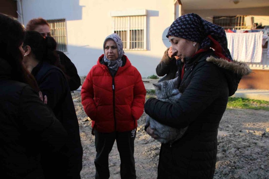 Yangında Evleri Küle Döndü, Kurtarılan Kedilerinin Yanında Gözyaşı Döktü